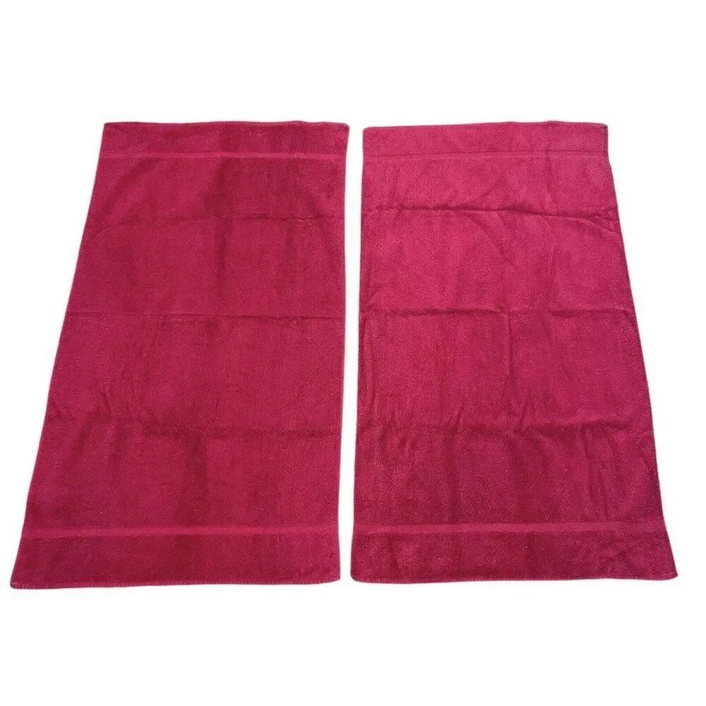 Vintage 1980s Royal Velvet Fieldcrest Red Cotton Bath Towels Set 2 USA 48 x 27